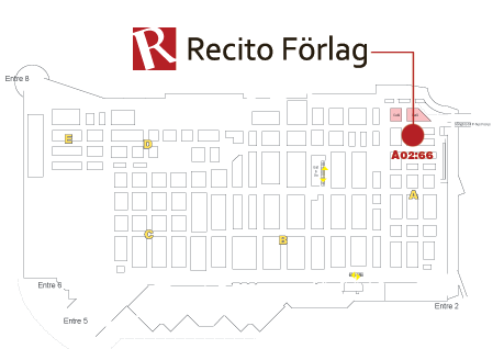Recito Förlags monter A02:70 ligger bredvid A-hallens stora café.